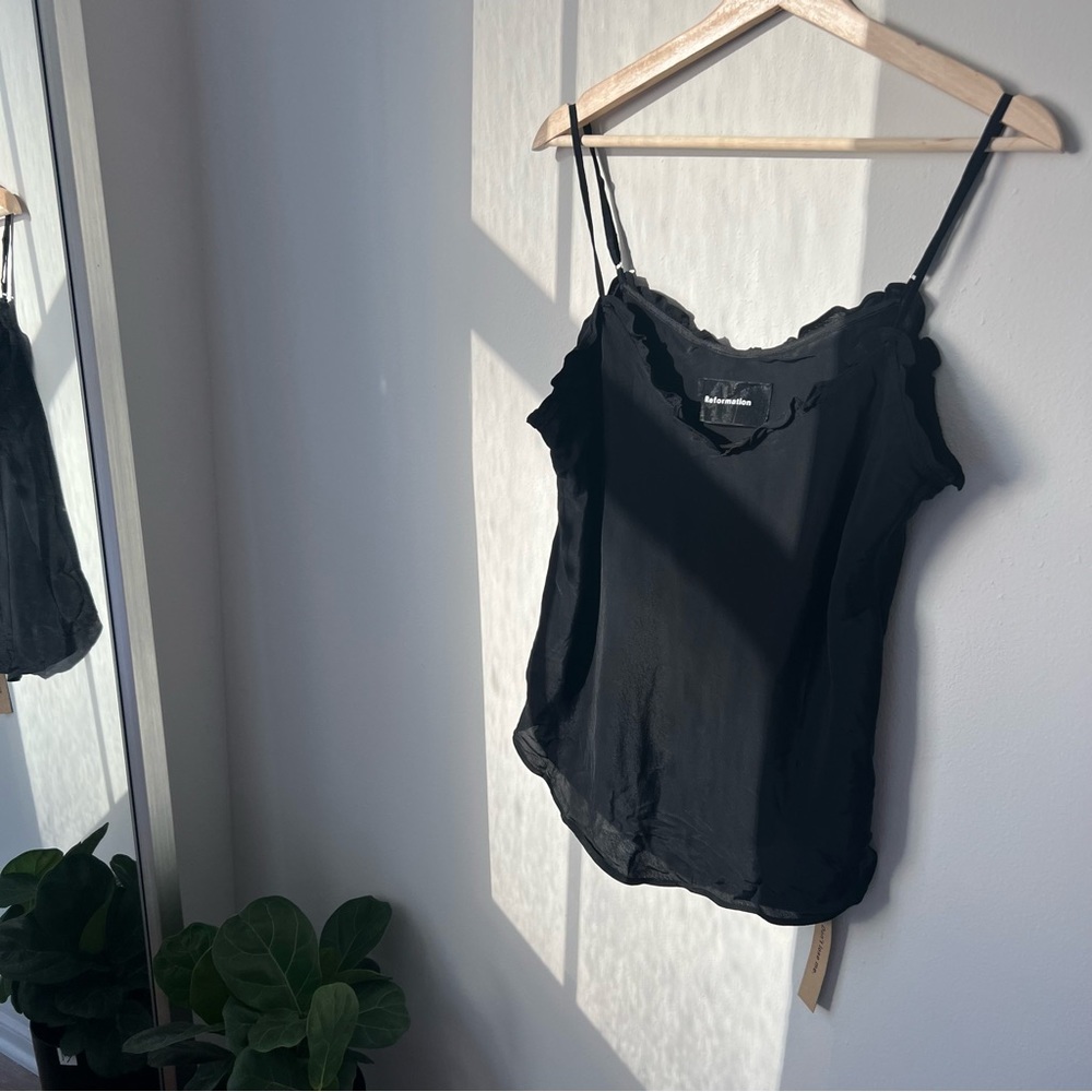 Reformation sheer ruffle lined adjustable tank